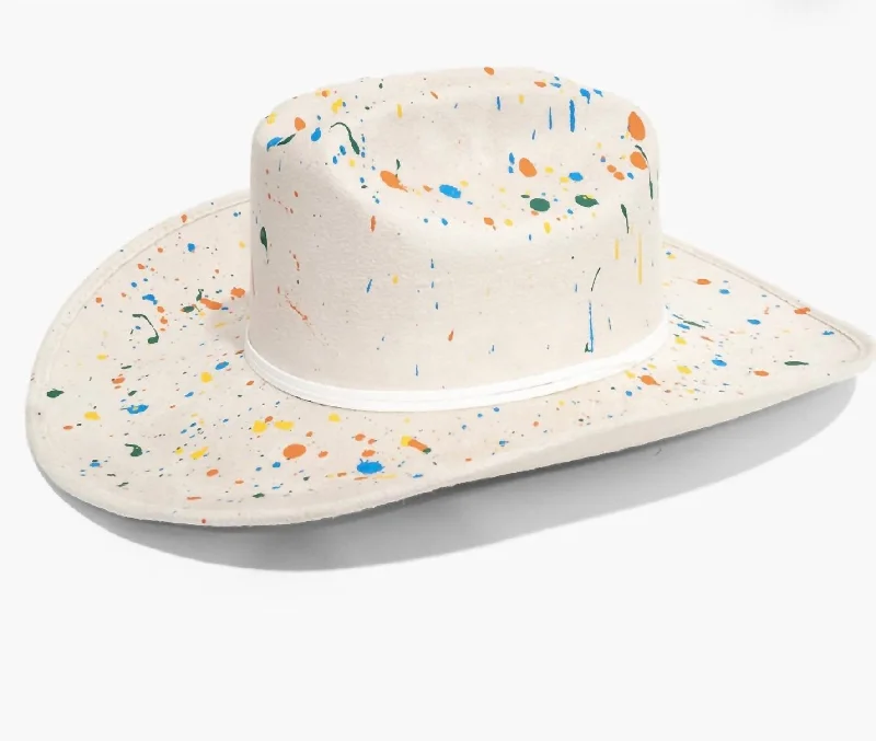 Desert Lily Confetti Cowboy Hat In Ivory Splatter Paint