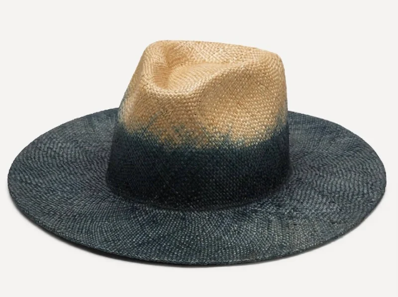 Hayley Straw Hat In Indigo Natural