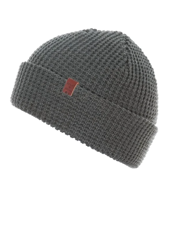 Waffle Knit Beanie In Grey