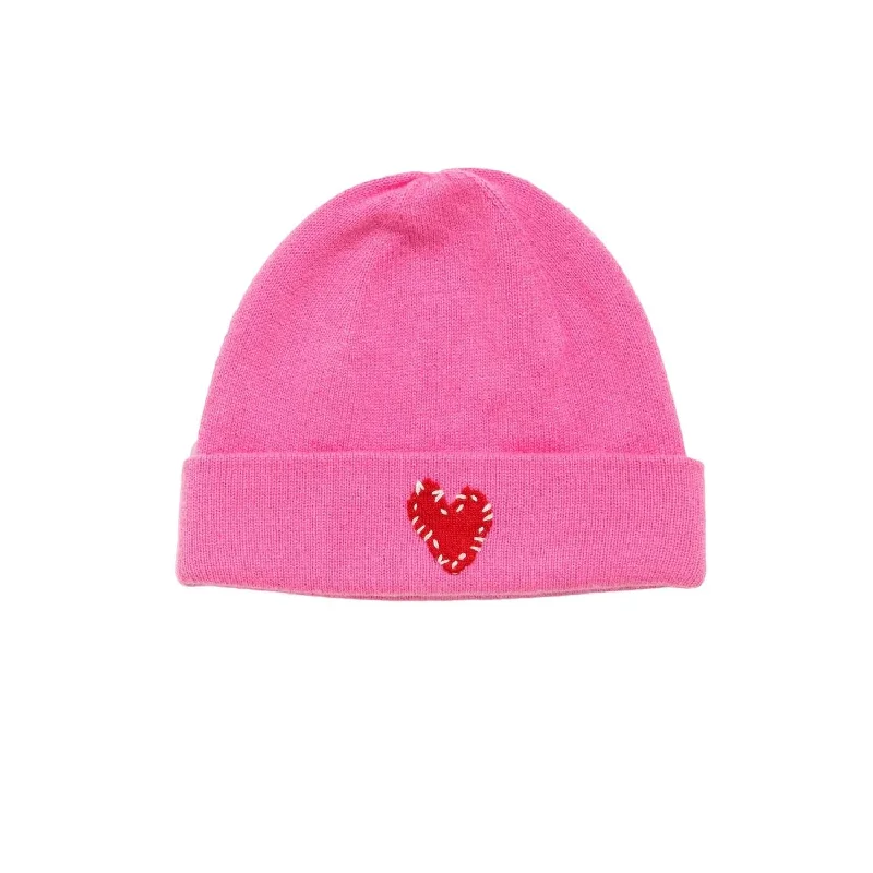 Women's Love Cashmere Beanie In Pop Pink