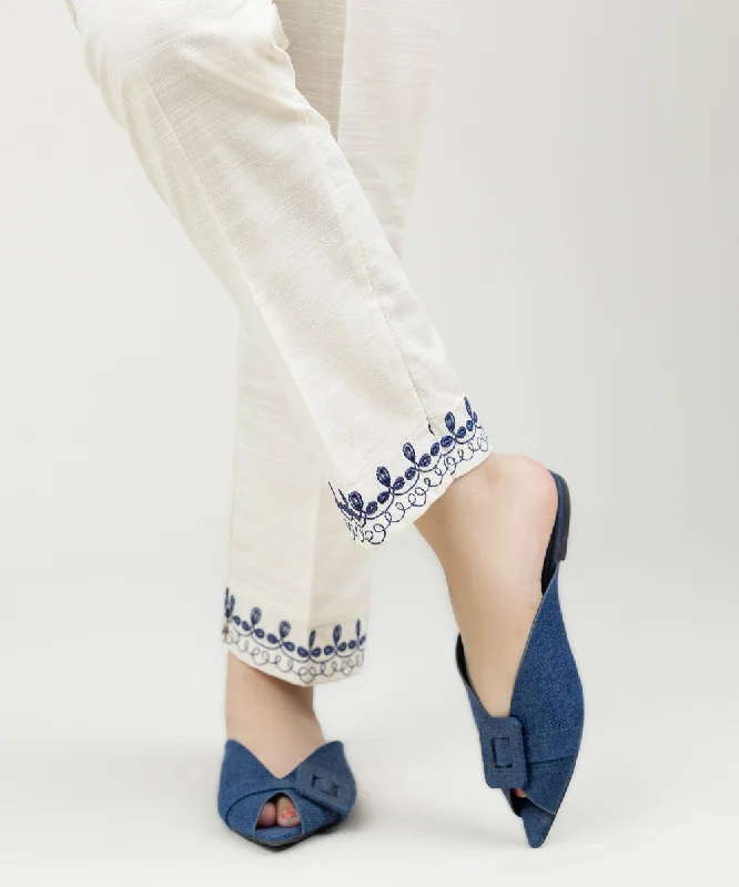 Embroidered Khaddar Straight Pants