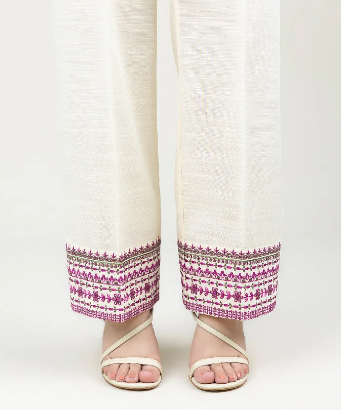 Embroidered Khaddar Straight Pants