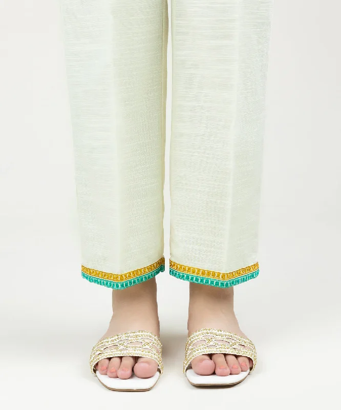 Embroidered Khaddar Straight Pants