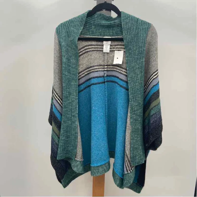 CABI Women's Size XS/S Teal Stripe Poncho