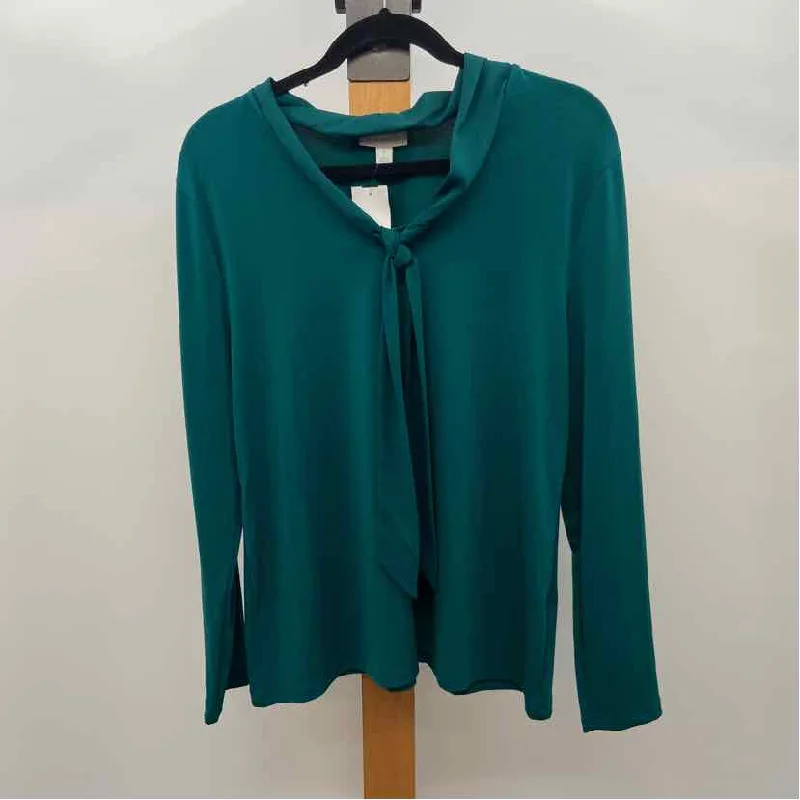 Charter Club Women's Size XL Green Solid Long Sleeve Shirt