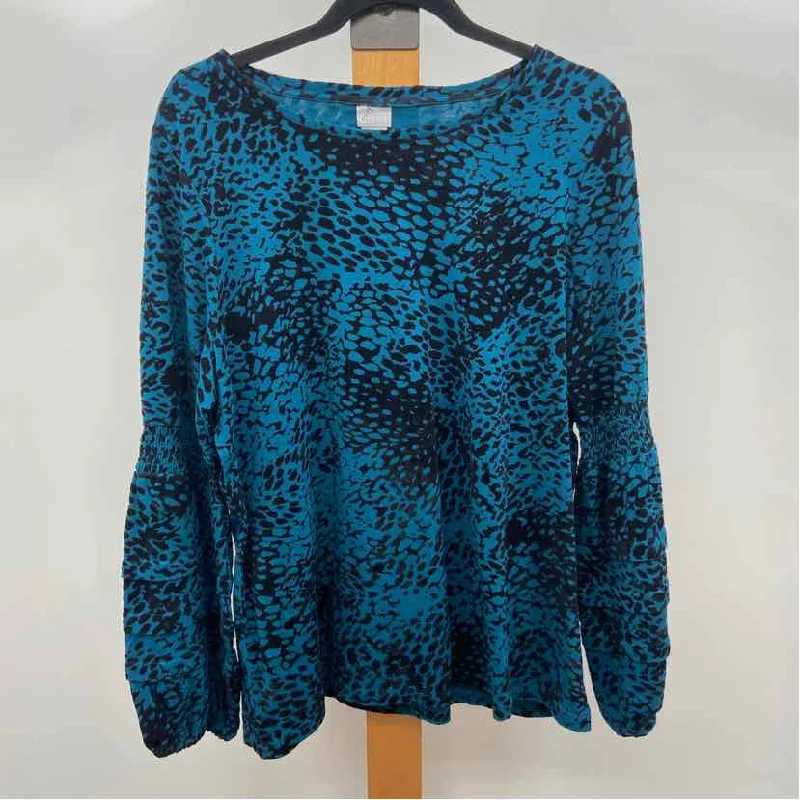 Chico's Women's Size XL Teal Speckled Long Sleeve Shirt