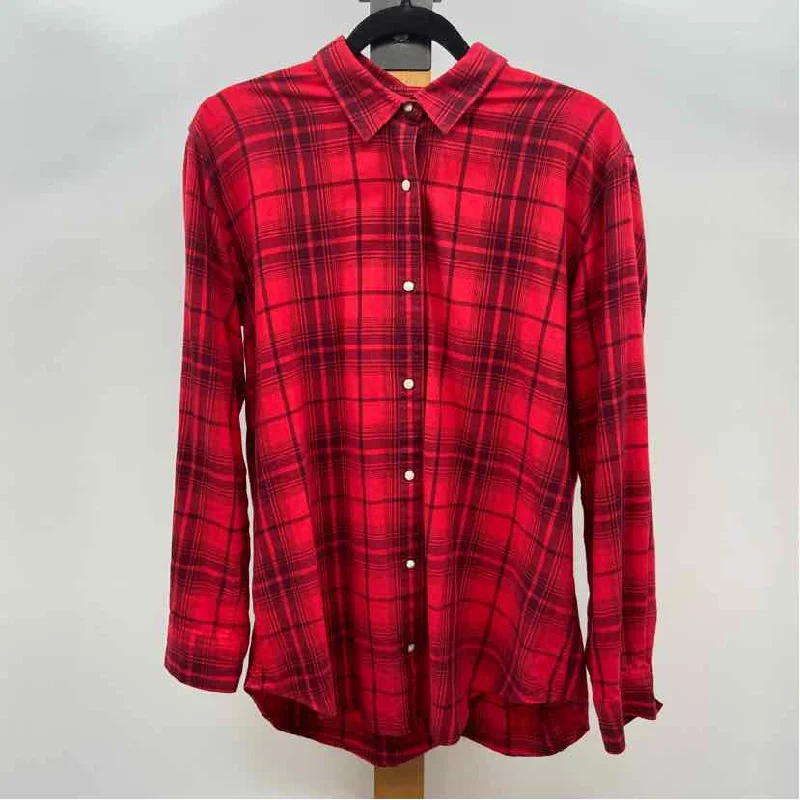 Eddie Bauer Women's Size MT Red Plaid Long Sleeve Shirt