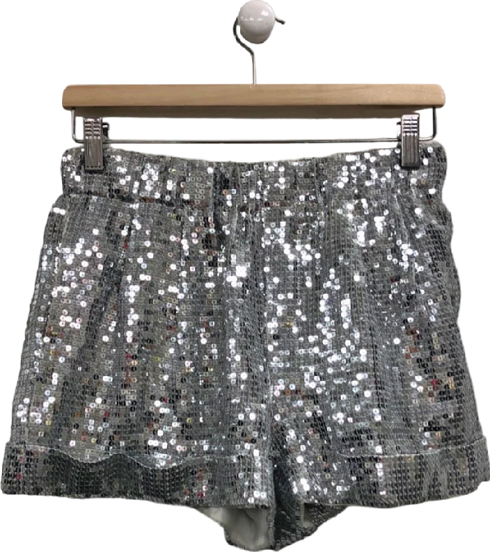 Alice + Olivia Silver Sequin Shorts