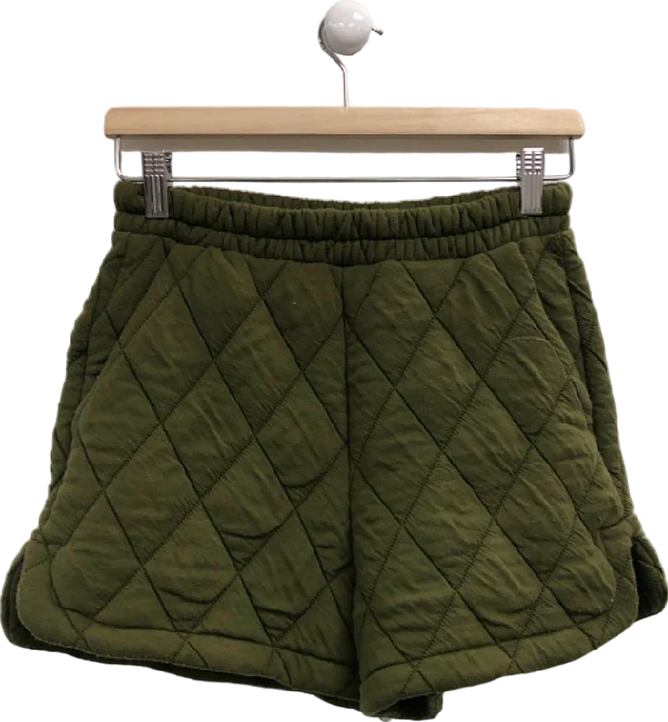 MNG Olive Green Quilted Shorts UK S