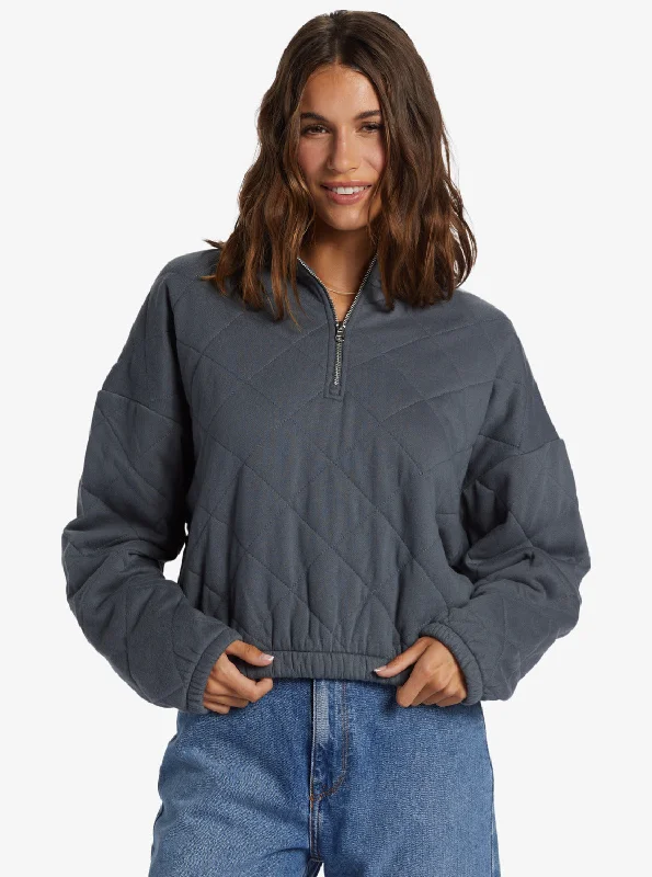 Bonfire Babe Quilted Fleece Half-Zip Sweatshirt - Turbulence