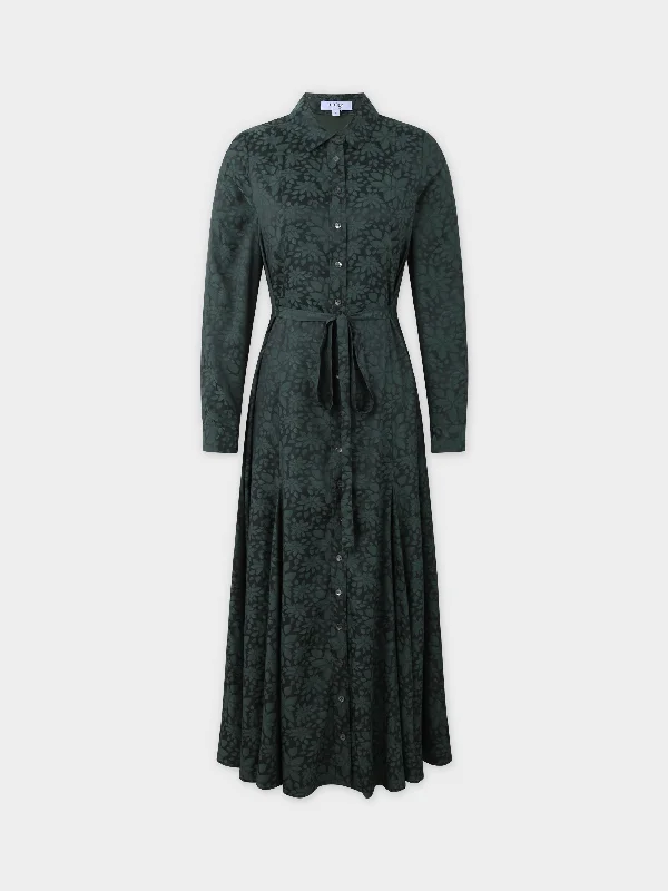 Collared A-Line Shirtdress-Green