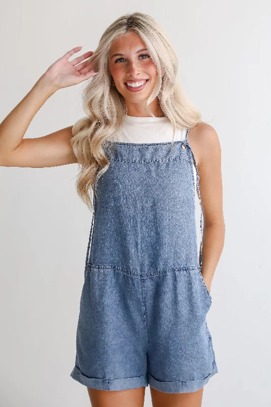 FINAL SALE - Pure Loveliness Medium Wash Denim Romper