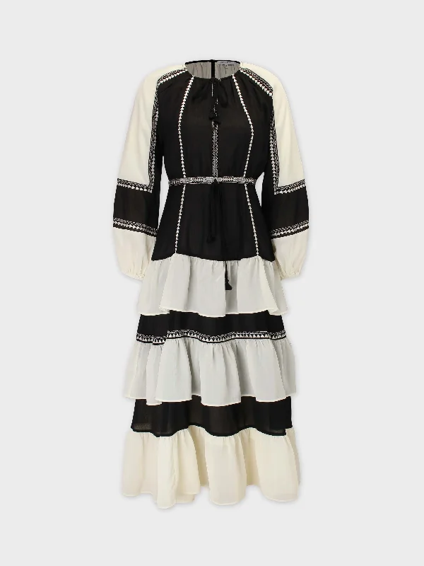 Tiered Dress-Black/White