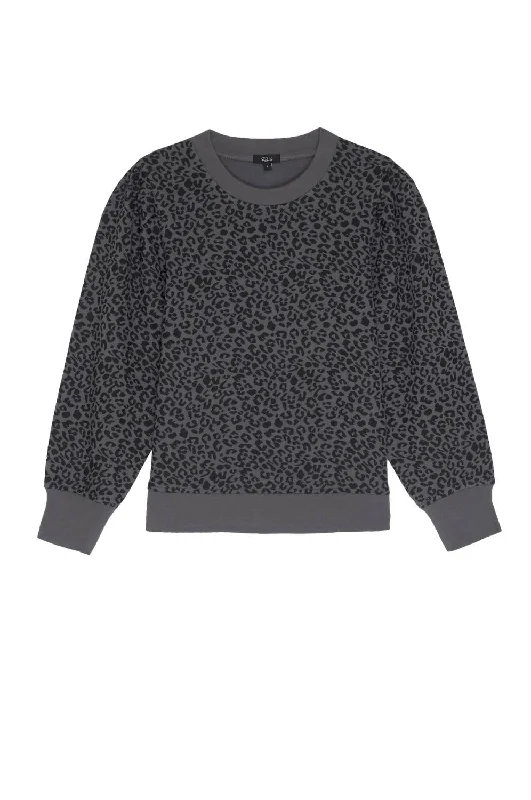 Women's Marcie Sweatshirt In Charcoal Mini Cheetah