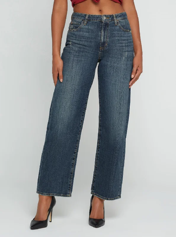 Eco High-Rise 90s Boyfriend Denim Jeans In Waterton Blue Wash