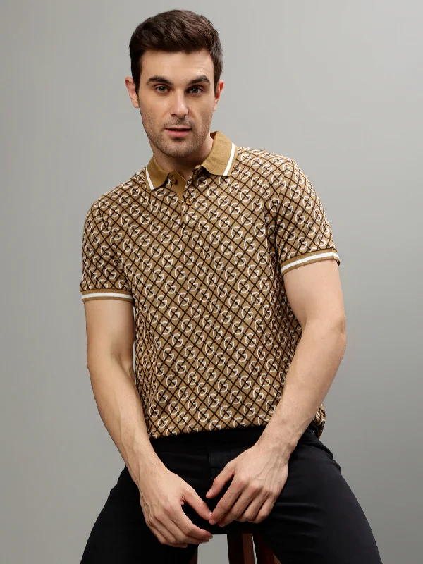 Gant Brown Fashion Printed Relaxed Fit Polo T-Shirt