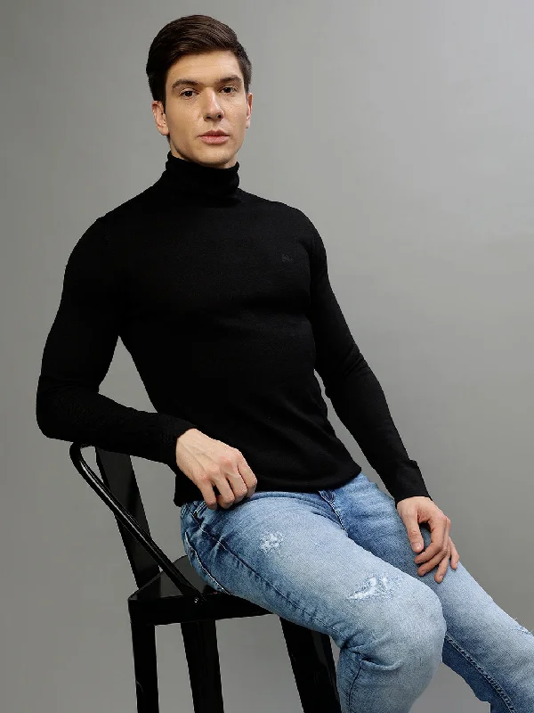 Lindbergh Men Solid Turtle Neck Full Sleeves Sweater