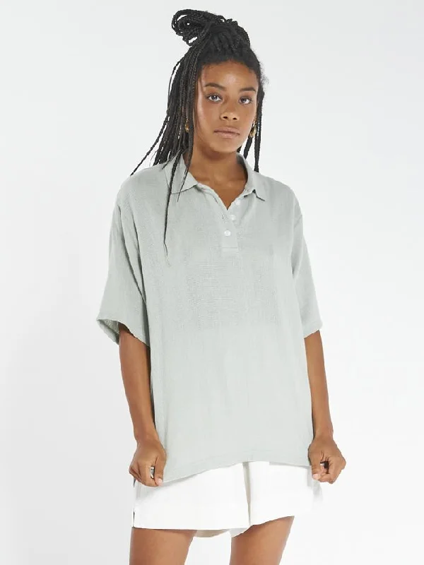 Openwork Polo Shirt - Eucalyptus