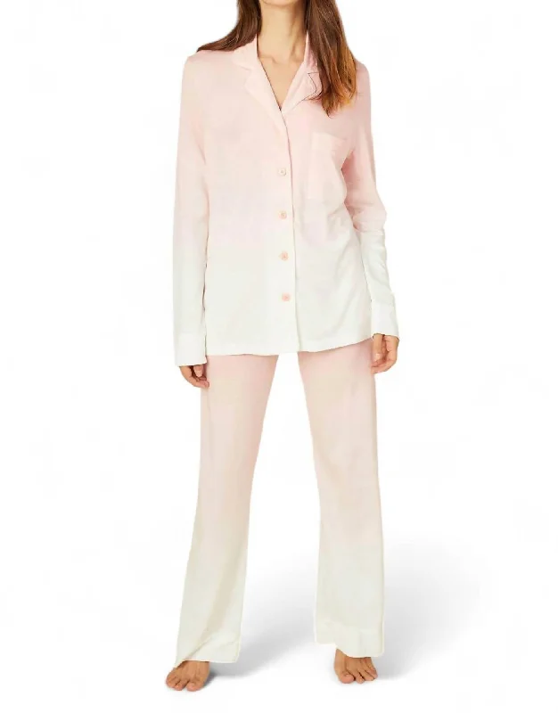 Bella Printed Long Sleeve Pj Set In Fiore Ombre/fiore