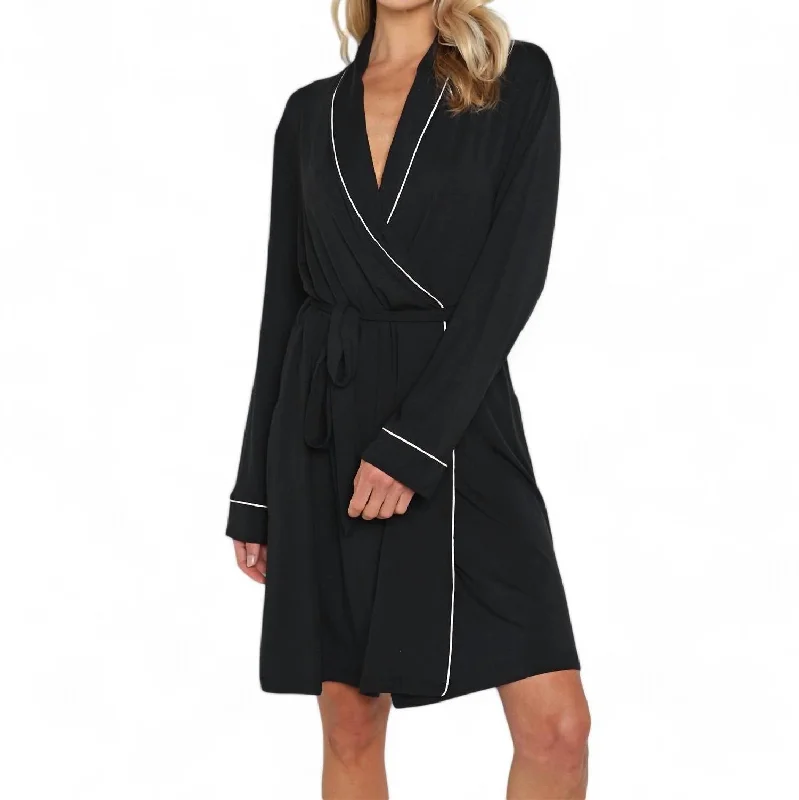 Gisele Tuxedo Robe In Black/ivory