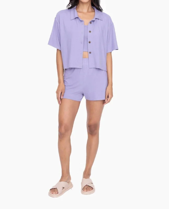 Luxe Resort Brushed Hacci Loungewear Set In Purple