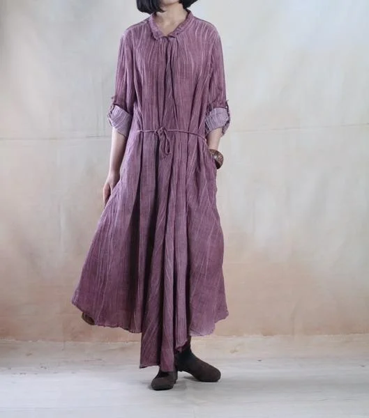 purple long linen maxi dress spring linen cardigan