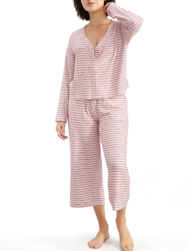 Splendid Women's Cardigan Knit Cropped Pajama Set