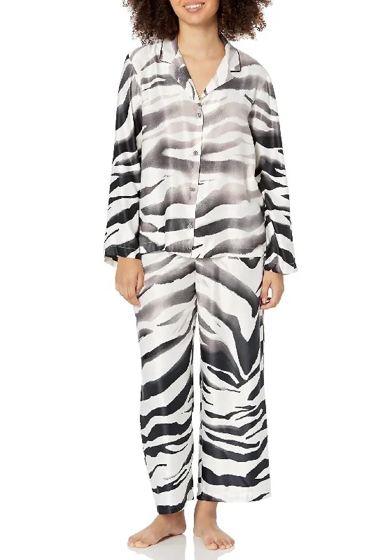 Tigre Notch Pajama Set In Alabaster