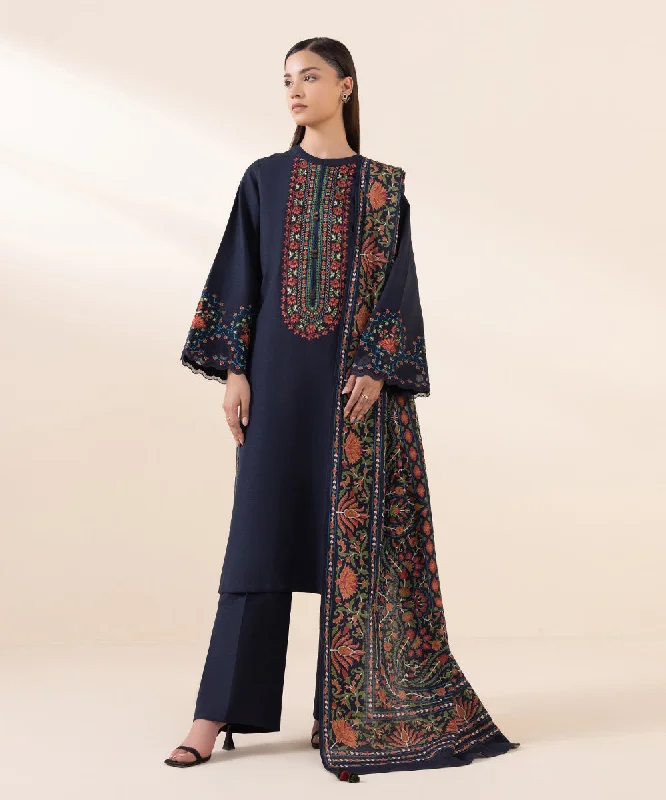 2 Piece - Embroidered Khaddar Suit