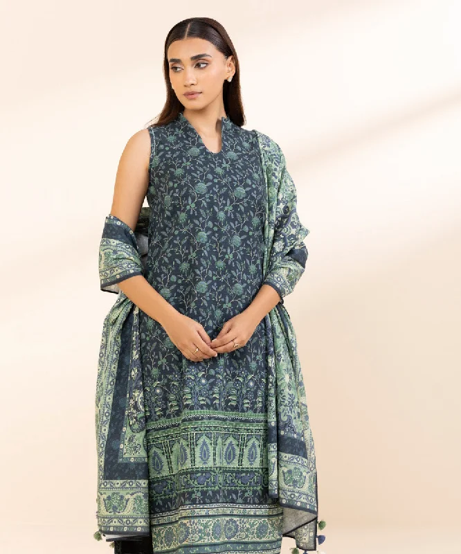 3 Piece - Printed Khaddar Suit