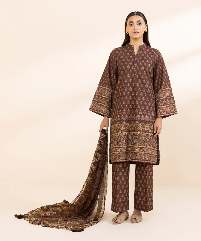 3 Piece - Printed Khaddar Suit