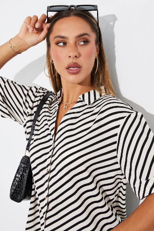 White Stripe Shirt Short Sleeve