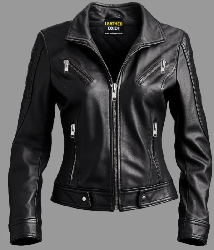 Women Dasha Designer Black Leather Jacket