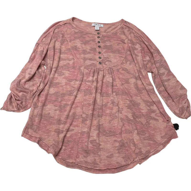 Top 3/4 Sleeve By Nine West In Pink, Size: Xl