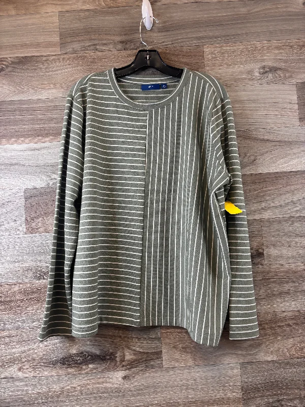 Top Long Sleeve Basic By Apt 9 In Green & White, Size: Xl