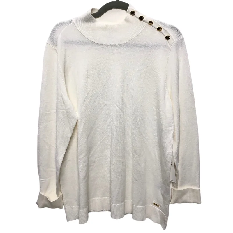 Top Long Sleeve By Calvin Klein In Cream, Size: L