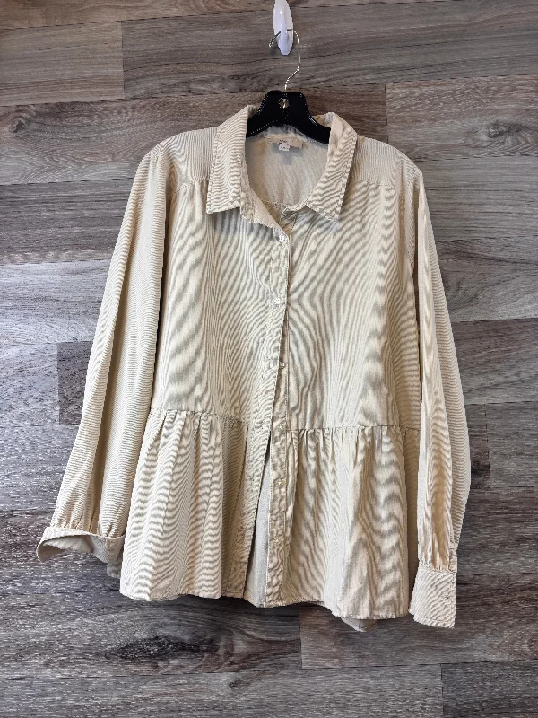 Top Long Sleeve By Loft In Cream, Size: L