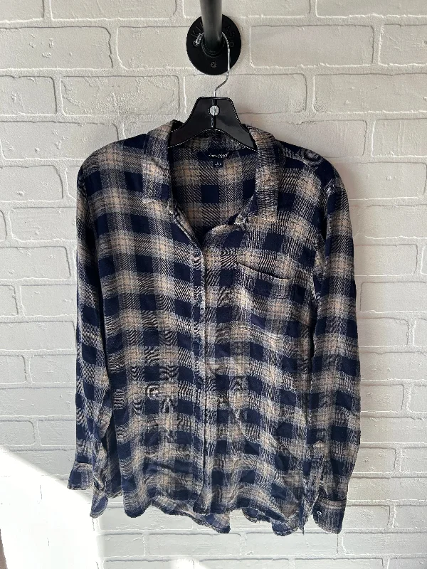 Top Long Sleeve By Lucky Brand In Blue & Brown, Size: L