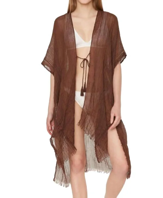 Turkish Cotton Kimono In Brown