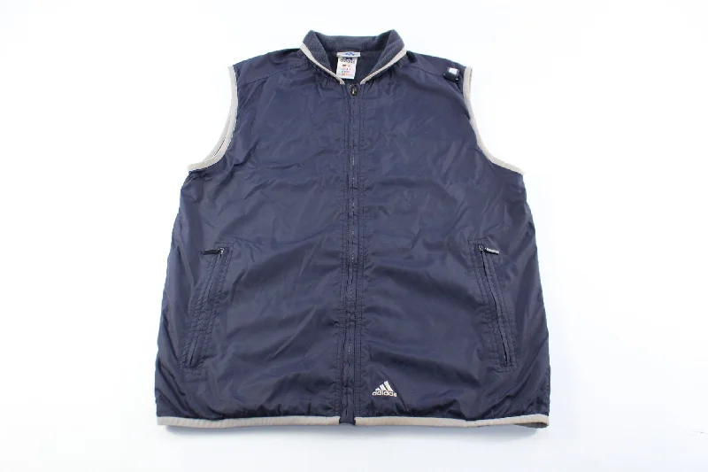 Adidas Embroidered Logo Navy Blue & Grey Zip Up Vest