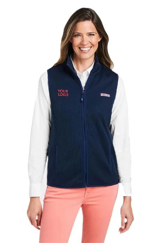 Vineyard Vines Custom Ladies Sweater Fleece Vests, Vineyard Navy