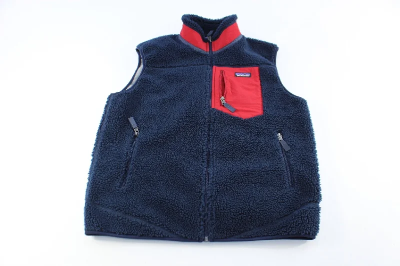 Patagonia Logo Patch Navy Blue & Red Zip Up Vest