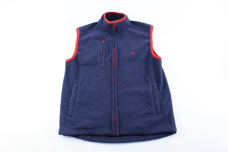 Polo by Ralph Lauren Embroidered Logo Navy Blue & Red Zip Up Vest