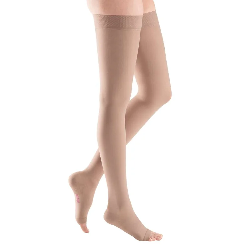 Mediven Plus 30-40 mmHg Thigh High w/Beaded Silicone Topband Stockings, Open Toe